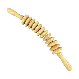 WoodTherapy Massage Tools: 16.8 in Lymphatic Drainage Massager with 12 Rollers, Cellulite Massager, Maderotherapy Wood Roller for Body Sculpting and Muscle Relaxation(Color:Wood)
