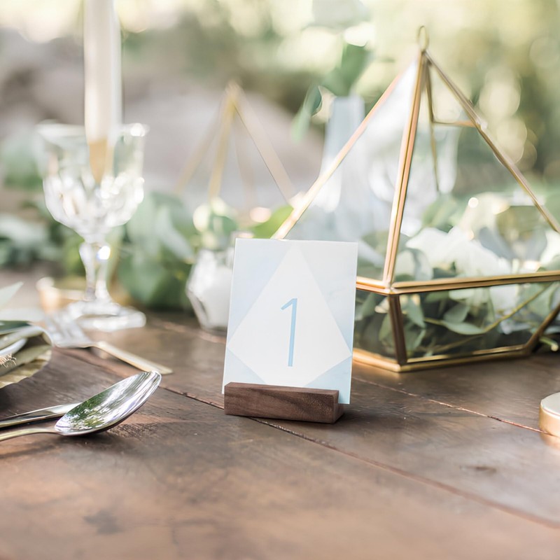 VILLFUL 12Pcs Place Card Holder Walnut Wood Display Stands Rustic