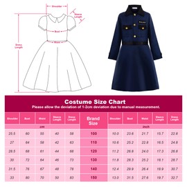 ReliBeauty Police Costume, for Children / Girls, with Accessories, 5-6 Years Old