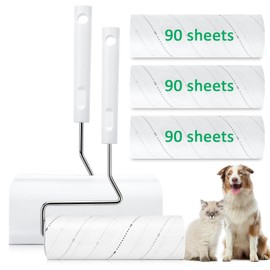 Onlyesh 360 Sheets Lint Roller Pet Hair, 16 cm Extended Lint Roller Area, 4 Rollers, 90 Sheets per Roll + 1 Dispenser, for Lint Roller Clothes, Cat Hair, Sofa, Bed and Carpet