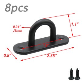 Dnyta 8pcs Stainless Steel Ceiling Hook Pad Eye Plate Black Hooks for Ceiling Hooks Heavy Duty for Swing Hanging Outdoor or Indoor Activity (Black Large)