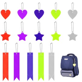 OSDUE Safety Reflector Pendant, 15 Pcs Star Safety Reflector with Chains, High visibility and safety at nigh, Waterproof Safe Pedestrian Bag Pendant for School Bag Backpack Cycling Walking Running