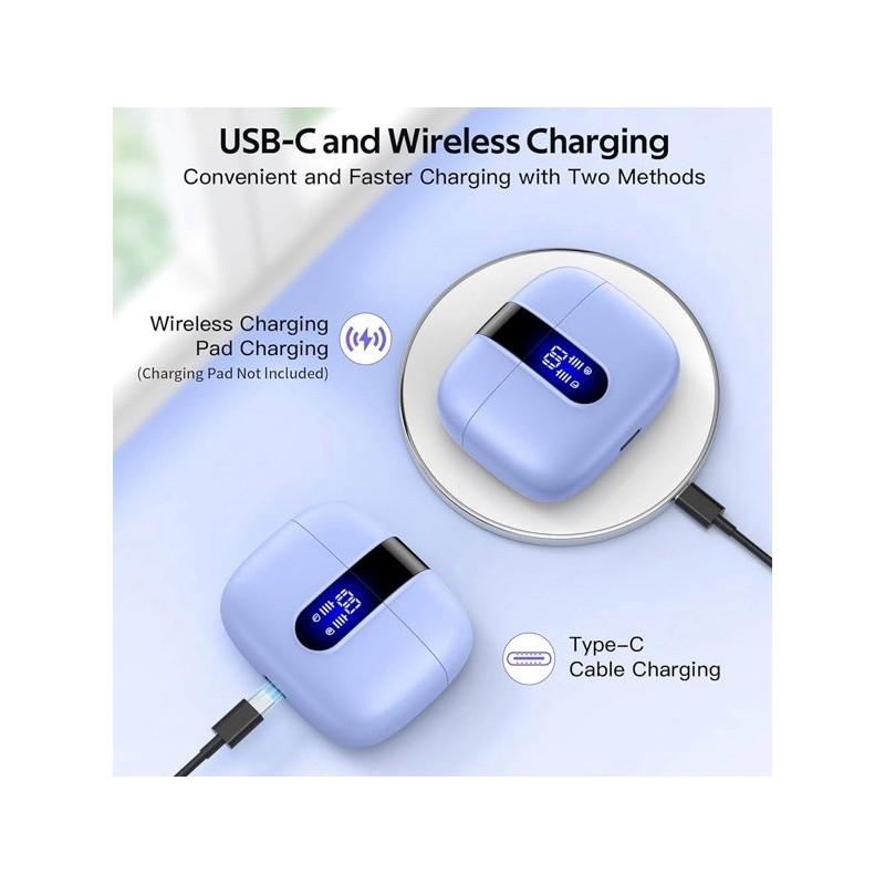 TAGRY Bluetooth Headphones True Wireless Earbuds(Purple