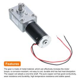uxcell DC 12 V Deceleration Motor, 12 RPM, Gear Motor, High Torque, 0.3 inch (8 mm) D Axis, 31 ZY Type, Wire Included, Mounting Plate and Screws Included