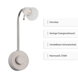 SEBSON SEBSON LED Steckdosenlampe dimmbar - Leuchte fr die Steckdose 2W, Steckerleuchte mit Schwanenhals flexibel warmwei? 2700K - Leselampe, Nachtlicht