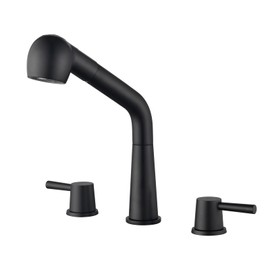 RULIA Kitchen Faucet, 2 Handles Kitchen Sink Faucet, 3 Holes Sink Faucet, Pull Out Kitchen Faucets, Bar Kitchen Faucet, Matte Black, Stainless Steel, RB1065