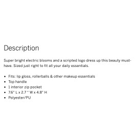 Victoria's Secret NWT VICTORIA'S SECRET BOMBSHELL BLACK WILD FLOWER SMALL TRAIN CASE COSMETIC BAG