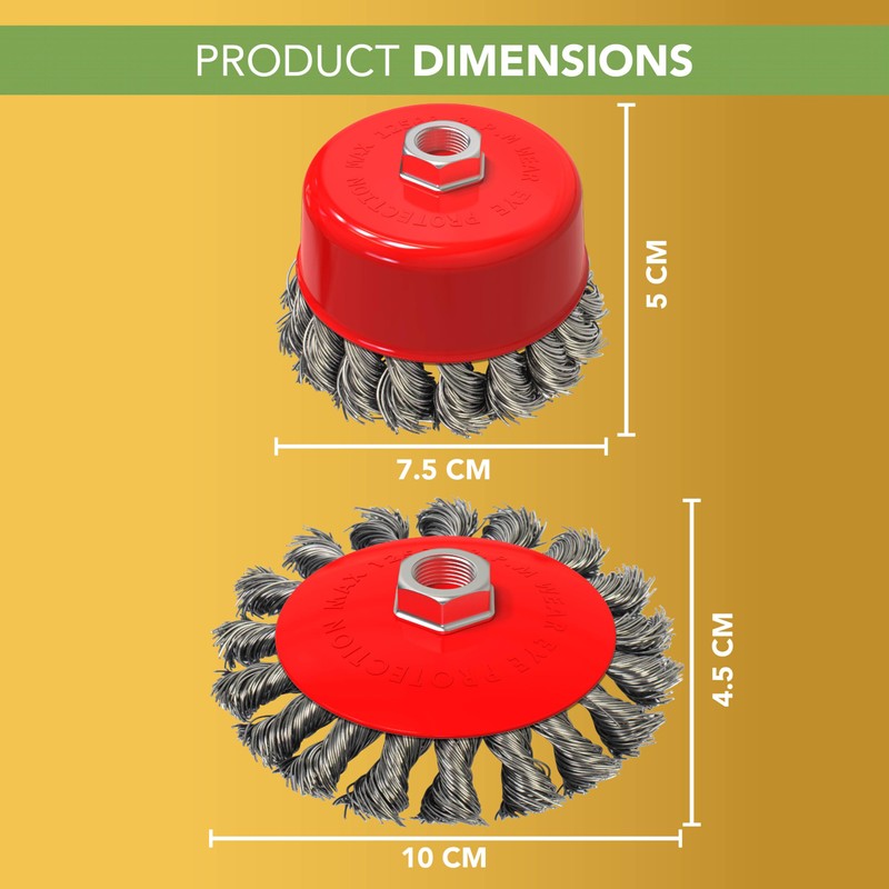 BLOSTM Twist Knot Wire Brush Set 4 PCS - Angle