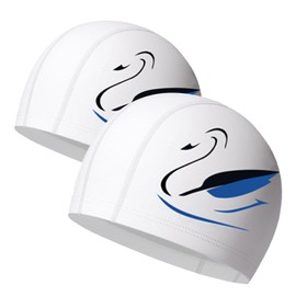 LENGLAGE 2PK Gorro De Natación para Mujeres Y Hombre, Gorras De Natacion para Cabello Largo, Gorras para Nadar para Adulto, Elásticos PU Gorro De Natación Impermeable de Antideslizante (Blanco)