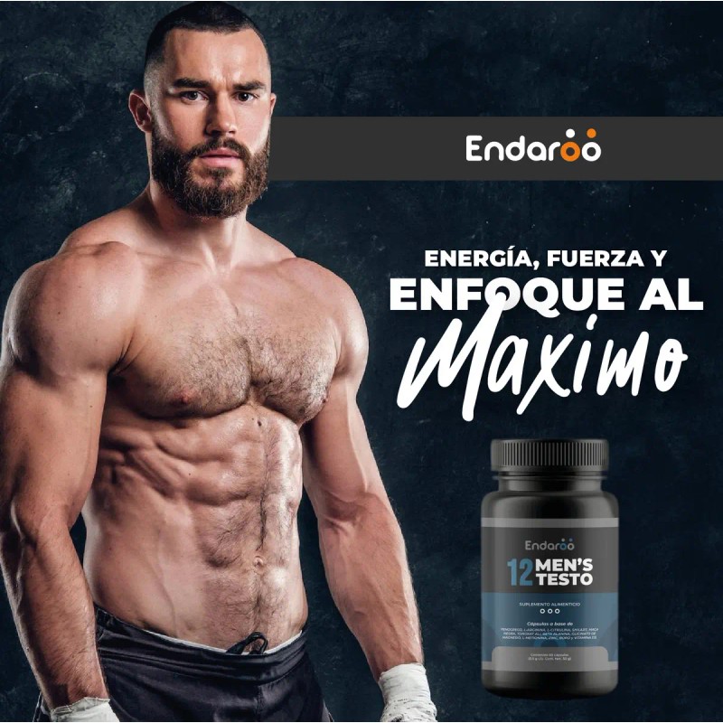 Suplemento Testosterona Hombre Endaroo Ingredientes Activos Cápsulas