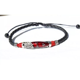 DAINTY Women/ Men Flower Red Pipe Genuine Leather Anklet / Foot Bracelet One Size