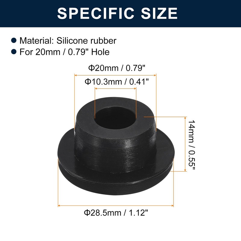 sourcing map 5 Pcs Black Plug Holes, Waterproof Rubber Button