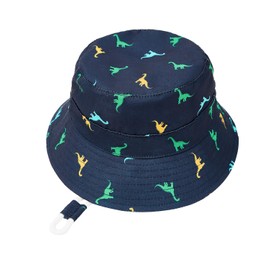 Century Star Sun Hat Children's UV Protection Sun Hat Baby Adjustable Tie Straps Breathable Fishing Hat Boys Girls, navy dinosaur, 6-12 months