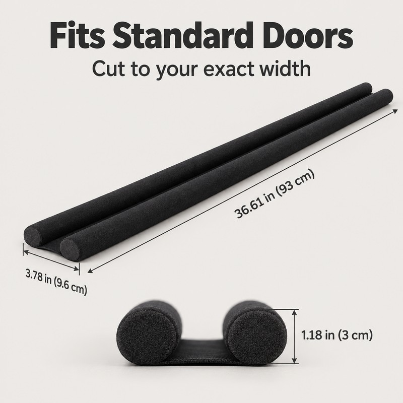 Door Draft Stopper Under Door – Double-Sided 36.6 Inch Cut-to-Fit