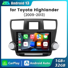 Junsun WIFI Carplay For 2008-2013 Toyota Highlander Android 13 Car Stereo Radio GPS Nav