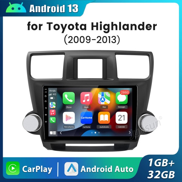 Junsun WIFI Carplay For 2008-2013 Toyota Highlander Android 13 Car