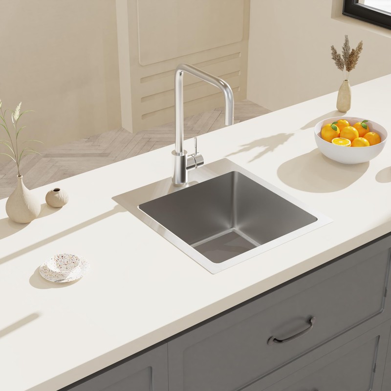 Bathenum 15" x 17" Drop in Bar Sink 304 Stainless