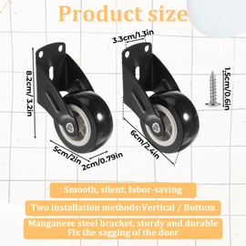 4PCS 2" Gate Wheels, Anti-Friction Gate Casters, Vertical Mount Door Bottom Gates Support Wheel for Garden, Gates, Fence, Table, Sofa, Furniture