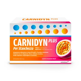 Carnidyn Plus Integratore Alimentare per Stanchezza Mentale e Fisica, 20 Bustine da 5g da Sciogliere in Acqua, Gusto Passion Fruit