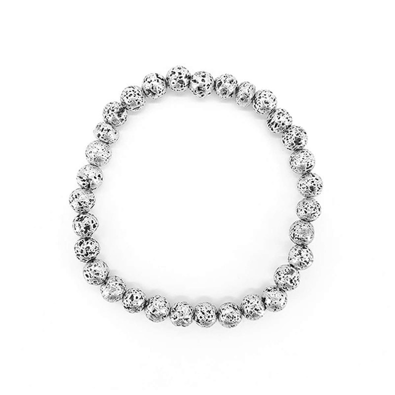 Lava Bracelet Silver 6mm Minerals and Crystals Energy Image Meditation