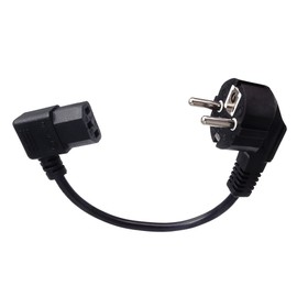 shortix Short power cable (power cable with angled earthing contact plug type E+F to angled IEC socket). 25 cm.