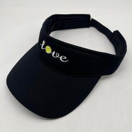 Tennis Love Embroidered Adjustable Tennis Visor, Tennis Sports Hat for Men Women,Gifts for Tennis Lovers, Black