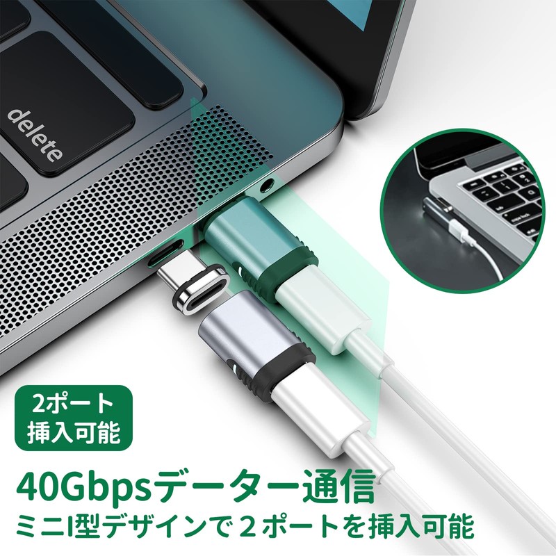 USB TYPE-C Converter Adapter, Flat Magnet, USB 3.1, 40Gbps, PD140W,