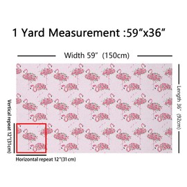 Tela impermeable con estampado de flamencos de The Yard Red Birds Wild Animal Tela decorativa para tapicería y proyectos de bricolaje en el hogar, romántica flor rosa, planta de tapicería al aire última intervensión, 1 yarda