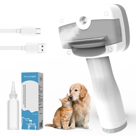 Pawimood 3 in 1 Pet Steam Brush for Dogs & Cats – Self Cleaning,Hair Removal Comb Steam for Thinning & Grooming for Long & Short Haired Pets, Includes Pet Essence