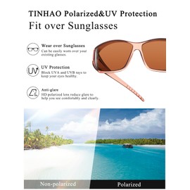 TINHAO Polarized Fit Over Sunglasses Wrap Around Over Glasses for Men Women Driving UV Protection(Brown, Brown)
