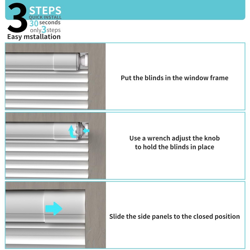 Myshade No Drill Blackout Shades Tension Cordless Cellular Blinds for