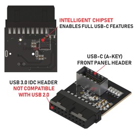 LINKUP - (2 PACK [Active Chip] USB 3.0 (3.2 Gen 1) Internal IDC 20 Pin Motherboard Header to A-Key (Type-E) 20 Pin Female Converter for Type C Panel Mount Adapter