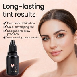 Belamu Brow Liquid Tint – Professional Hybrid Eyebrow Dye with Oxidant – Super Long Lasting Up to 6 Weeks – At Home Brow Color – Tint Color + Developer (Dark Brown)