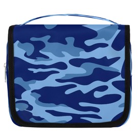 Lakiniss Blue Camouflage Hanging Toiletry Bag Waterproof Makeup Cosmetic Bag Travel Bag Organizer for Accessories Shampoo Full Sized Container Travel-Essentials Toiletry Bag