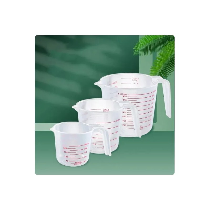 Launers Taza Medidora Graduada Plástico Cocina Repostería 3 Piezas