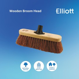 Elliott Elliott 25 cm Natural Bassine Fibre FSC Certified Broom Head Replacement with Stiff Bristles C Heavy Duty, Ideal for Outdoor use, Workshops, Warehouses and Gardening, Brown