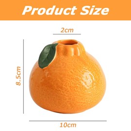Ceramic Orange-Shape Vase Set of 2, Minimalist Home Decor, Durable Retro Flower Containers, Mid-Century Modern Planters, Suitable for Bedroom/Office