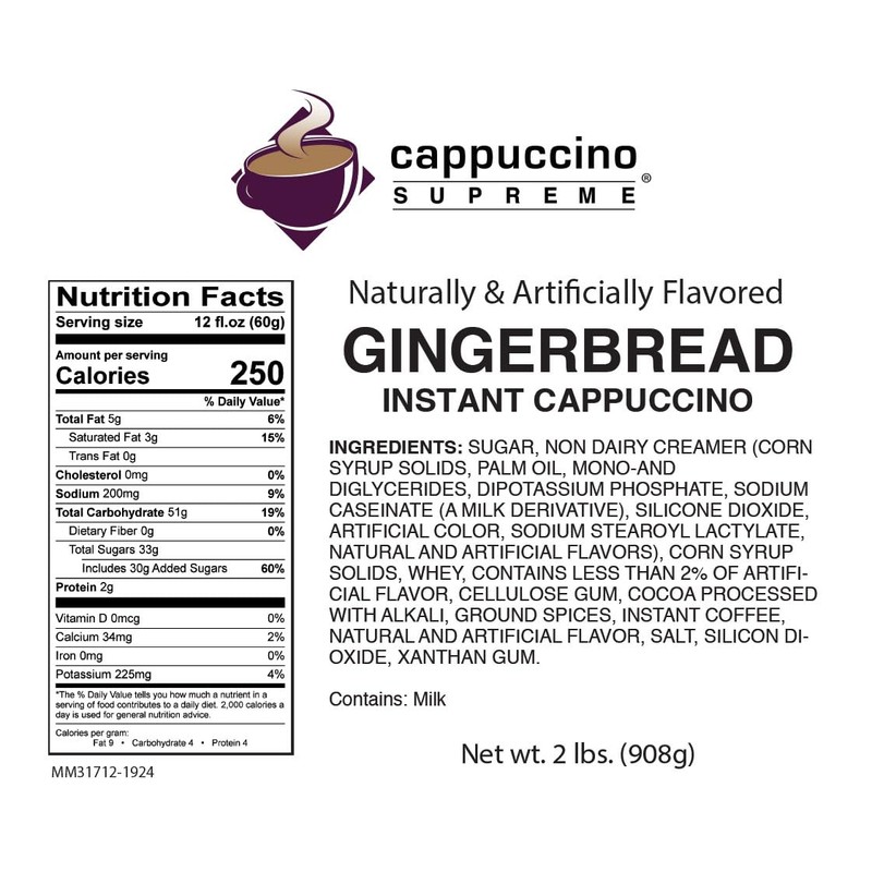 Cappuccino Supreme 2 lb bag Gingerbread Instant Cappuccino Mix