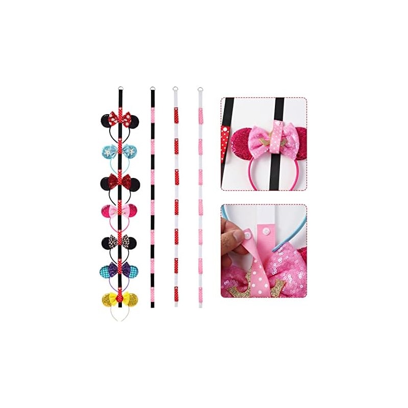 Nuolich 4Pcs Mouse Ears Headband Holder Polka Dot Vertical Organizer