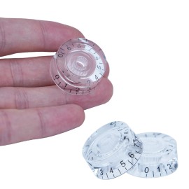 Unbranded 4x Acrylic Bass Guitar Knobs Volume Tone Control Knobs Transparent Black numbers