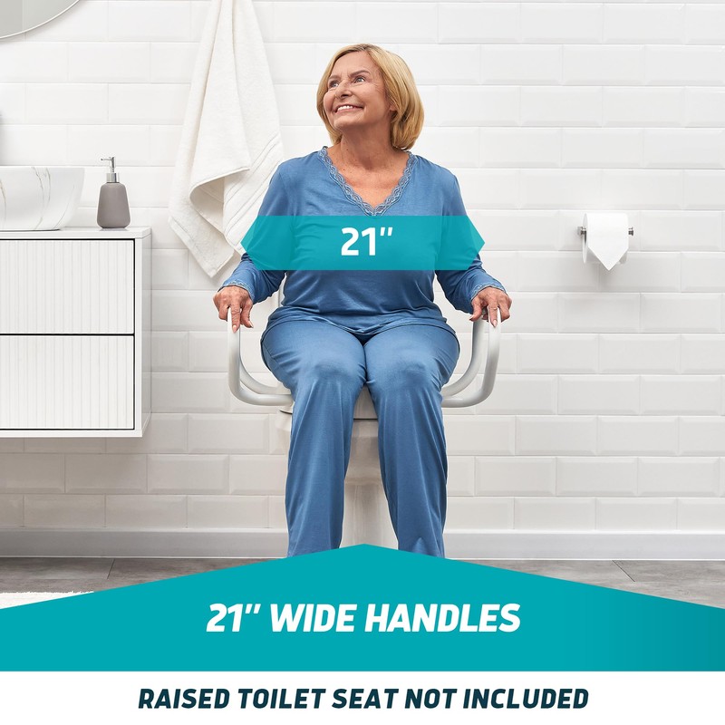 Lunderg 21" Handrails Replacement for Round Raised Toilet Seat -