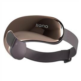 llano Eye Massager with Heat, Vibration Function, Integrated Bluetooth, 4 Modes, Translucent Display, Ergonomic 3D Design and Foldable (Glossy Brown)