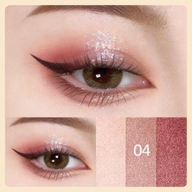 Erinde 3 Colors Cream Eyeshadow Stick, Shimmer Nude Champagne Brown Rose Copper Glow Eye Shadow Sticks, Buildable & Blendable Long-Lasting Eyeshadow Pencil Crayon, Vegan & Cruelty-Free, 04