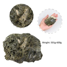 KYEYGWO Natural Green Tourmaline Crystal Irregular Tourmaline Raw Stone Mineral Stone Specimen Gemstone Figure Decoration Healing Stones Crystal for Reiki Meditation, 501 g - 600 g