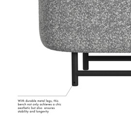 HomePop Ellipse Modern Storage Bench with Metal Legs Home Décor|Bench with Storage for Living Room & Bedroom - Gray