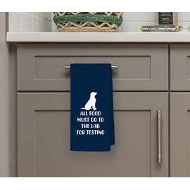 QODUNG All Food Must Go to The Lab for Testing Soft Kitchen Towels Dishcloths 16x24 Inch,Funny Labrador Drying Cloth Hand Towels Tea Towels for Kitchen,Dog Lover Labrador Mom Gifts(Dark Blue)