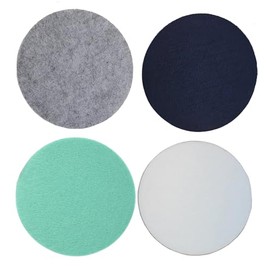 Mokoboho 4 Inch Round Felt and Cork Coasters (White, Light Aqua, Light Gray, Navy)
