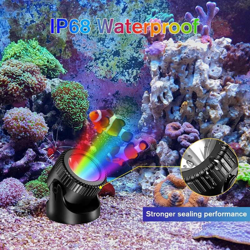 POPOSOAP Pond Lights with Timer, RGB Colors Underwater Pond Lights