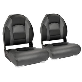 NORTHCAPTAIN S1 Deluxe High Back Folding Boat Seat,Stainless Steel Screws Included,Charcoal/Black(2 Seats)