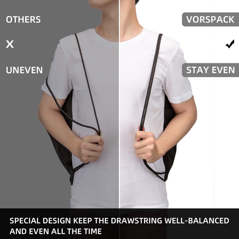 Vorspack Drawstring Backpack Water Resistant String Bag Sports Sackpack Gym